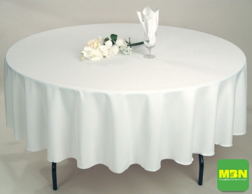 khăn trải bàn tròn màu trắng hoặc màu kem